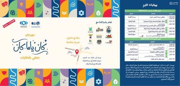 انطلاق مهرجان “كان ياما كان” بفرع مكتبة عبد الحميد شومان بالزرقاء الخميس